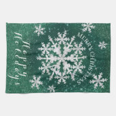 Linge De Cuisine Flacons de neige Vert Blanc (Horizontal)