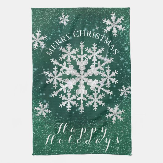 Linge De Cuisine Flacons de neige Vert Blanc (Vertical)