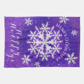 Linge De Cuisine Flacons de neige violet blanc (Horizontal)
