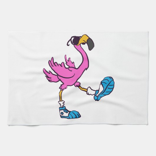 Linge De Cuisine Flamant rose amusant avec des lunettes de soleil| (Horizontal)