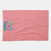 Linge De Cuisine Flamant rose de néon tropical (Horizontal)