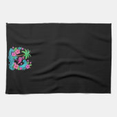 Linge De Cuisine Flamant rose de néon tropical (Horizontal)