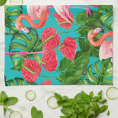 Linge De Cuisine Flamant rose et aquarelle du jardin tropical (Plié)