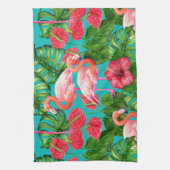 Linge De Cuisine Flamant rose et aquarelle du jardin tropical (Vertical)