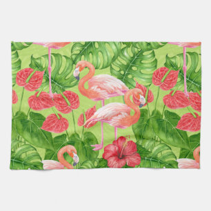 Linge De Cuisine Flamant rose et plantes tropicaux
