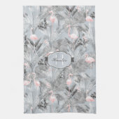 Linge De Cuisine Flamant rose Orchidée Tropical Motif Grey ID868 (Vertical)