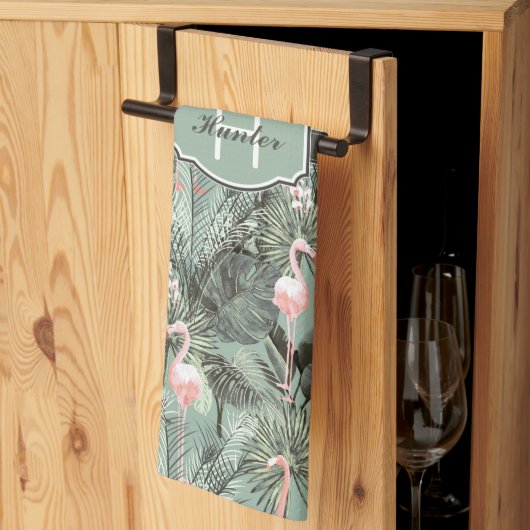 Linge De Cuisine Flamant rose Orchidée Tropical Motif Sage ID868 (Pliage en tiers)