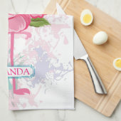 Linge De Cuisine flamant rose peint à la main (Quart Plié)