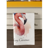 Linge De Cuisine Flamant rose père Noël Snowbird, personnalisé