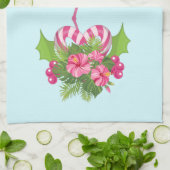 Linge De Cuisine Flamant rose rose à Santa Hat Noël Whimsical (Plié)