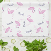 Linge De Cuisine Flamant rose Rose Avec Floride Violette (Plié)
