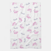 Linge De Cuisine Flamant rose Rose Avec Floride Violette (Vertical)