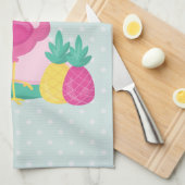 Linge De Cuisine Flamant rose rose avec pastèque et ananas (Quart Plié)