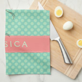 Linge De Cuisine Flamant rose Rose Avec Polkadot Vert Menthe (Quart Plié)