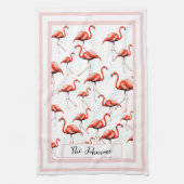 Linge De Cuisine Flamant rose rose Design personnalisé Nom de famil (Vertical)