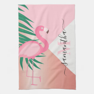 Linge De Cuisine Flamant rose rose tropical