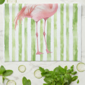 Linge De Cuisine Flamant rose rose vert (Plié)