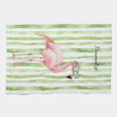 Linge De Cuisine Flamant rose rose vert (Horizontal)