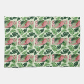 Linge De Cuisine Flamant rose rose Vert Feuilles Lily (Horizontal)
