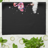 Linge De Cuisine Flamant rose sapin de Noël Santa Hat Lumière (Plié)