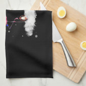 Linge De Cuisine Flamant rose sapin de Noël Santa Hat Lumière (Quart Plié)