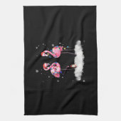 Linge De Cuisine Flamant rose sapin de Noël Santa Hat Lumière (Vertical)