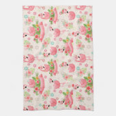 Linge De Cuisine Flamants mignons et fleurs tropicales (Vertical)