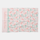 Linge De Cuisine Flamants roses de monogramme Feuilles de palmier t (Horizontal)
