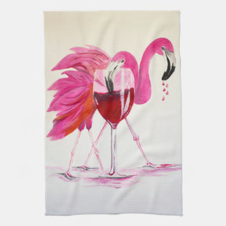 Linge De Cuisine Flamants roses en vin