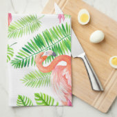 Linge De Cuisine Flamants roses et feuilles tropicaux (Quart Plié)