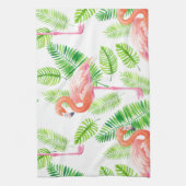 Linge De Cuisine Flamants roses et feuilles tropicaux (Vertical)