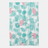 Linge De Cuisine flamants roses, feuilles de palmiers verts, tropic (Vertical)