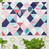 Linge De Cuisine Flamants roses géométriques (Plié)