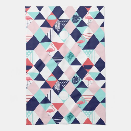 Linge De Cuisine Flamants roses géométriques (Vertical)