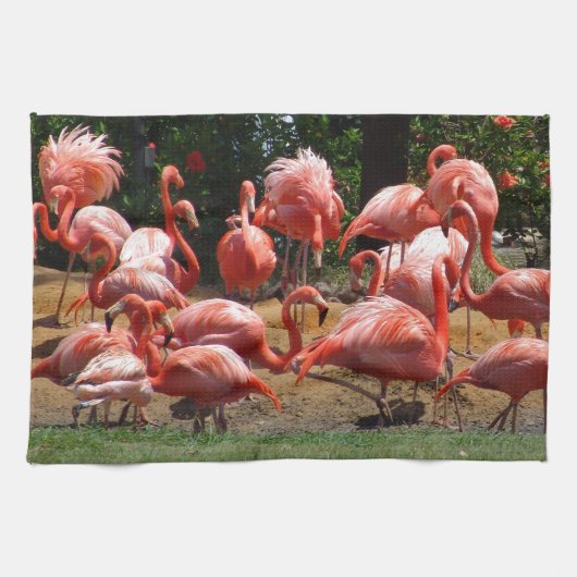 Linge De Cuisine Flamants roses roses (Horizontal)