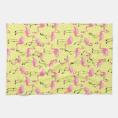 Linge De Cuisine Flamants roses royaux sur Jaune (Horizontal)