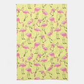 Linge De Cuisine Flamants roses royaux sur Jaune (Vertical)