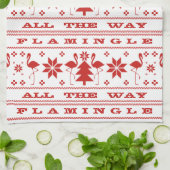 Linge De Cuisine Flamingle tout le chemin Chandail de Noël Rouge (Plié)