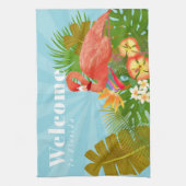 Linge De Cuisine Flamingo Floride Bienvenue Bleu (Vertical)