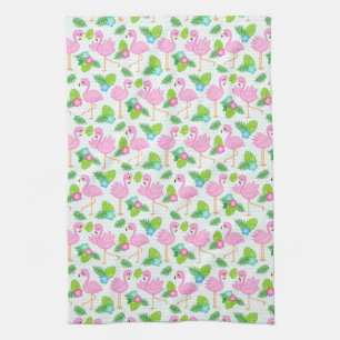 Linge De Cuisine Flamingo Tropical et Motif Floral d'Été