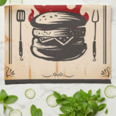 Linge De Cuisine Flammes BBQ et Grill Family personnalisées (Plié)