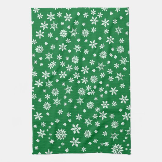 Linge De Cuisine Flammes de neige blanches à Noël vert (Vertical)