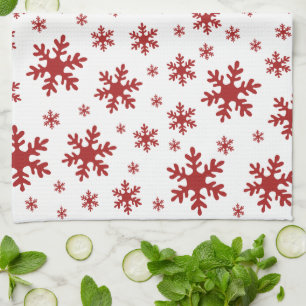 Linge De Cuisine Flammes de neige rouges Fêtes de Noël d'hiver de n