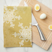 Linge De Cuisine Flammes de Noël dorées et blanches (Quart Plié)