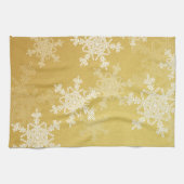 Linge De Cuisine Flammes de Noël dorées et blanches (Horizontal)