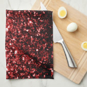 Linge De Cuisine Flamour rouge foncé Parties scintillant scintille (Quart Plié)