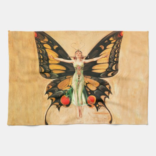 Linge De Cuisine Flapper Butterfly Flying Woman Illustration (Horizontal)