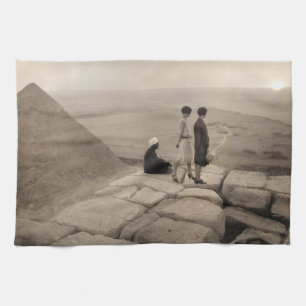 Linge De Cuisine Flapper Girls Sunrise Khufu Pyramid, Égypte 1920