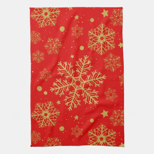 Linge De Cuisine Flèche dorée sur rouge (Vertical)