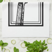 Linge De Cuisine Flèche violon noir et blanc avec traits noirs (Plié)